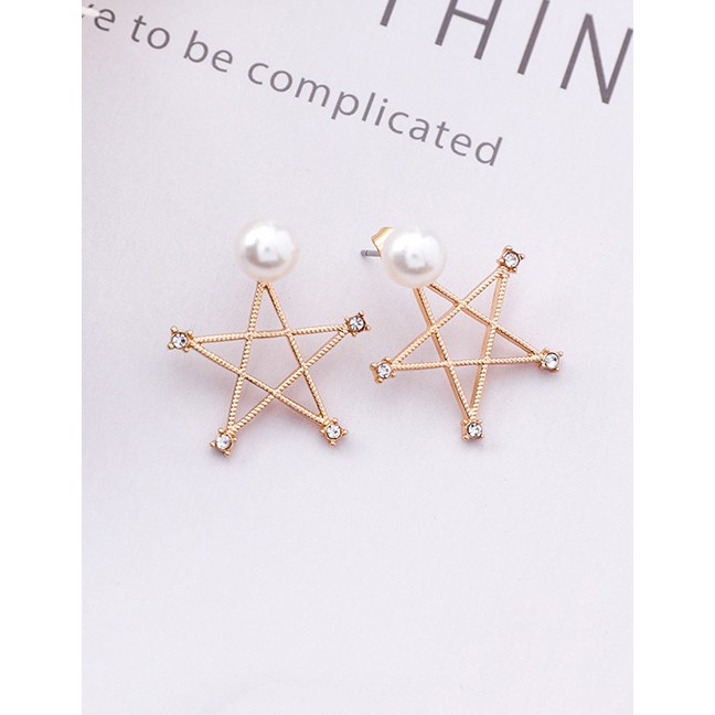 LRC Anting Tusuk Fashion White Star Shape Decorated Earrings