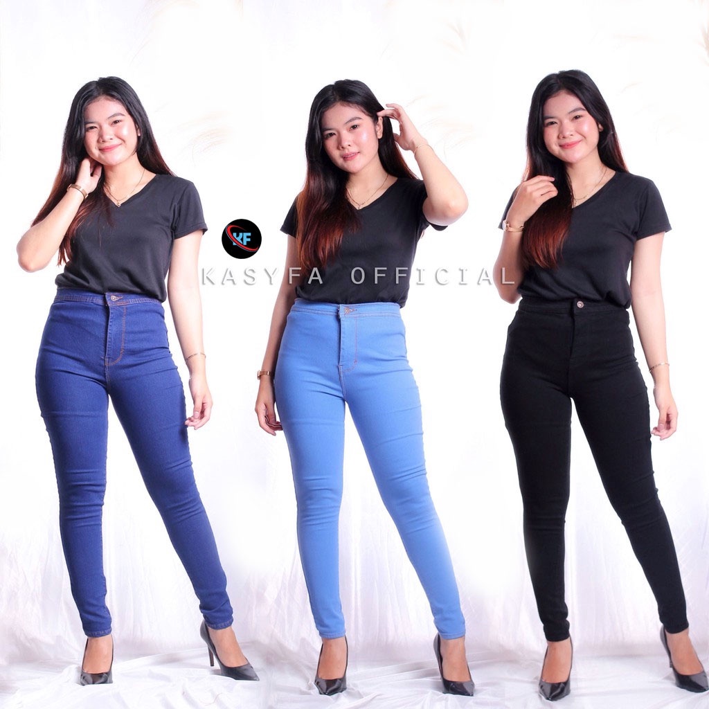 CELANA JEANS HIGH WAIST ONE BUTTON // CELANA JEANS HIGHWAIST KANCING SATU POLOS