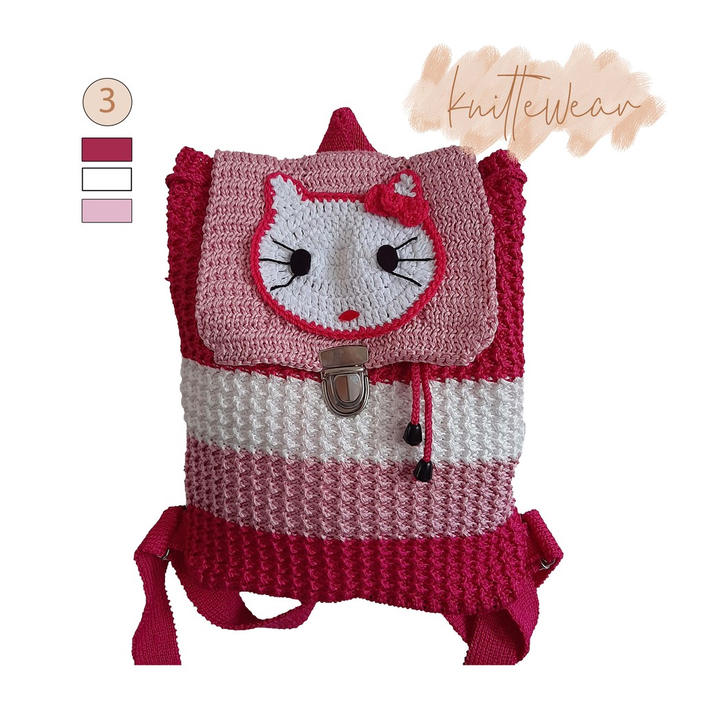 RANSEL SERUT RAJUT MINI KARAKTER RED SERIES