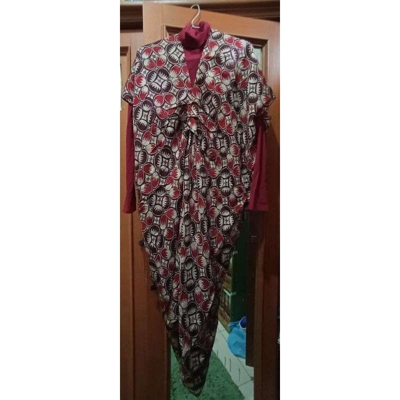Kaftan batik, baju muslim lebaran, baju pesta Preloved, dress batik