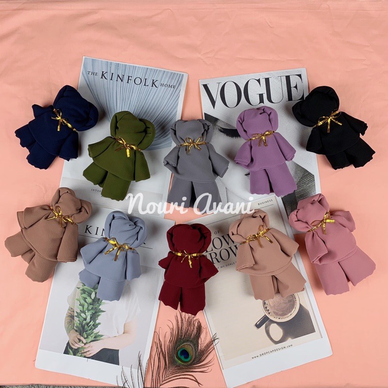 Nouri Avani - Hijab Pashmina Jilbab Kerudung Pasmina Ceruty Baby Doll Instant Premium Ceruti 175x75
