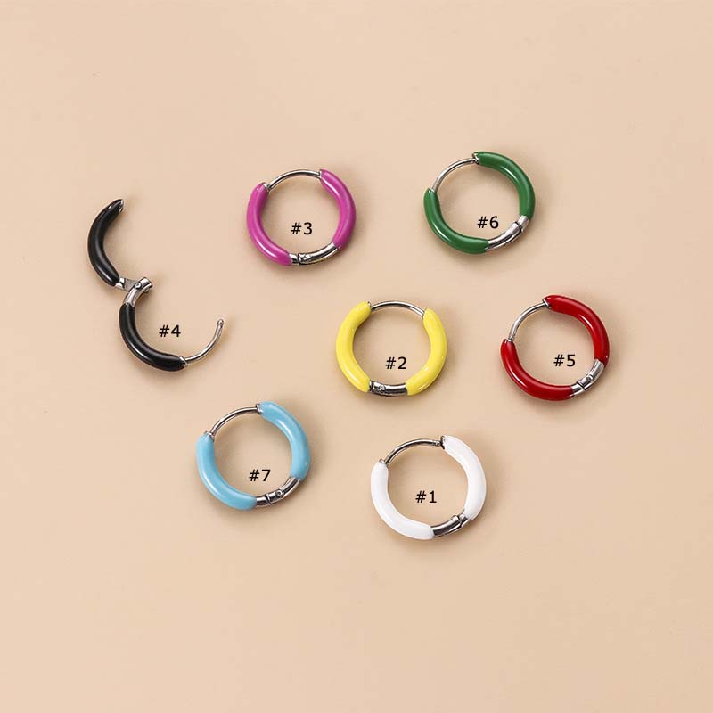 1pc Anting Hoop Tunggal Bahan Stainless Steel Ukuran 10mm Untuk Unisex