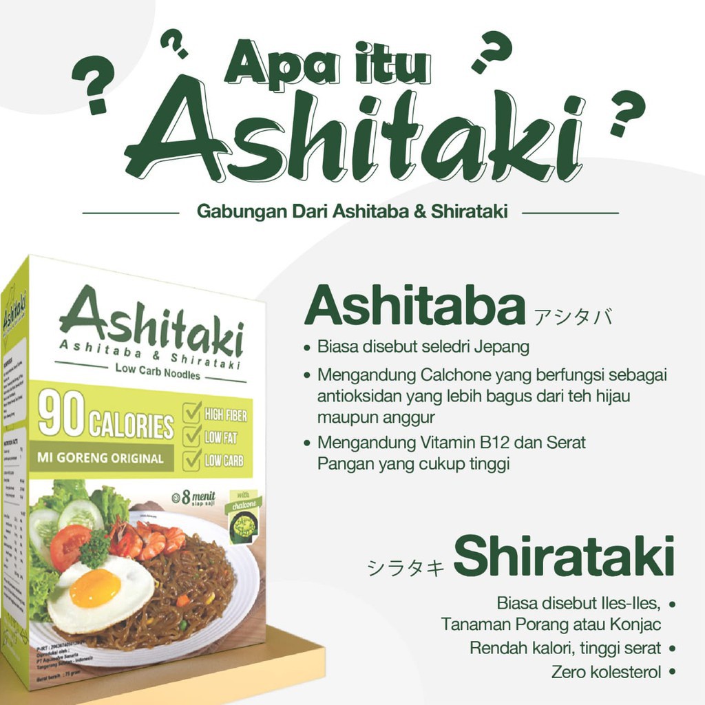 ASHITAKI Mie Shirataki - Mi Instan Diet Sehat - Ashitaba Konjac Noodle - Rendah Kalori