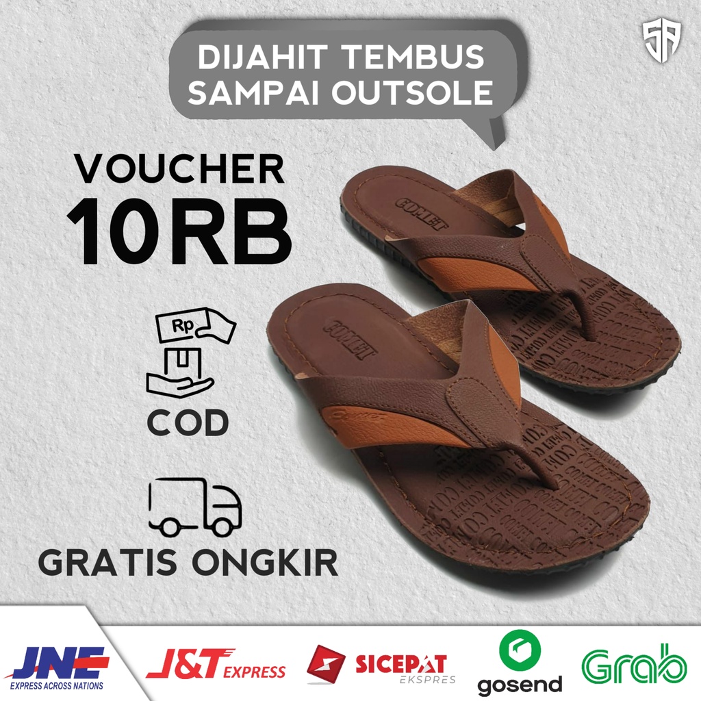 Sendal Sandal Sedal Zack Kulit Pria Cowok Laki Laki Casual Kekinian Dewasa Sendal Pria Kulit