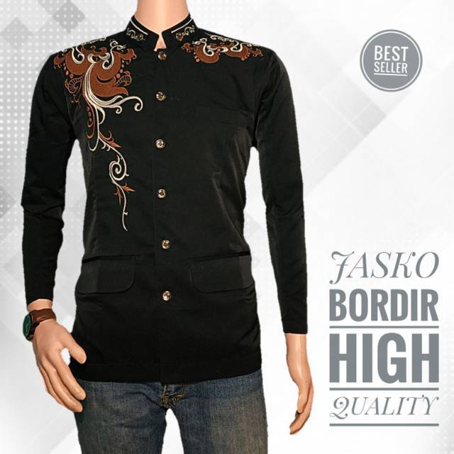 Jasko jas koko motif batik bordir komputer terbaru / baju muslim pria gus azmi terbaru / jasko tasik