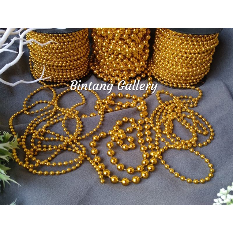 1 M MUTIARA RENTENG 4/5/6/8 MM GOLD &amp; SILVER / AKSESORIS MAHAR