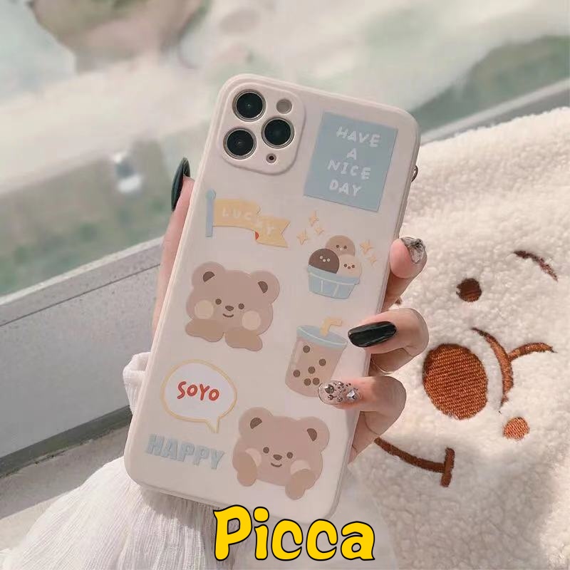 Soft Case Bahan Silikon Tpu Desain Beruang Pepsi Putih Susu Teh Antik Untuk IPhone 7 8 Plus 11 12 13 Pro MAX XR X XS MAX 6 6S Plus SE 2020