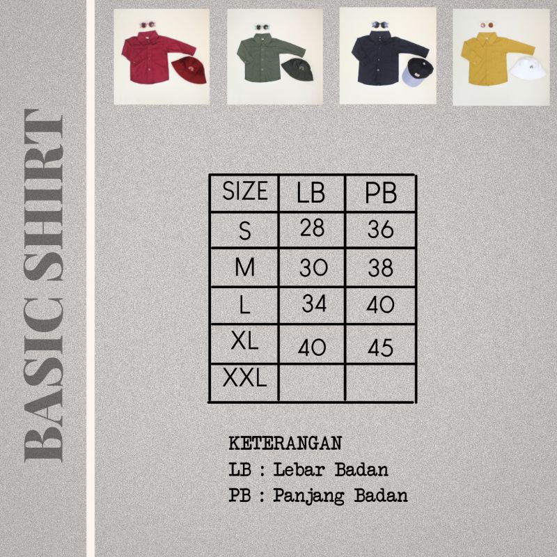 BASIC SHIRT - Promo 10.10 Atasan Anak Kemeja Bayi Baby Kids Cewek Cowo Perempuan Laki Katun Lucu Murah 1-6 Thn