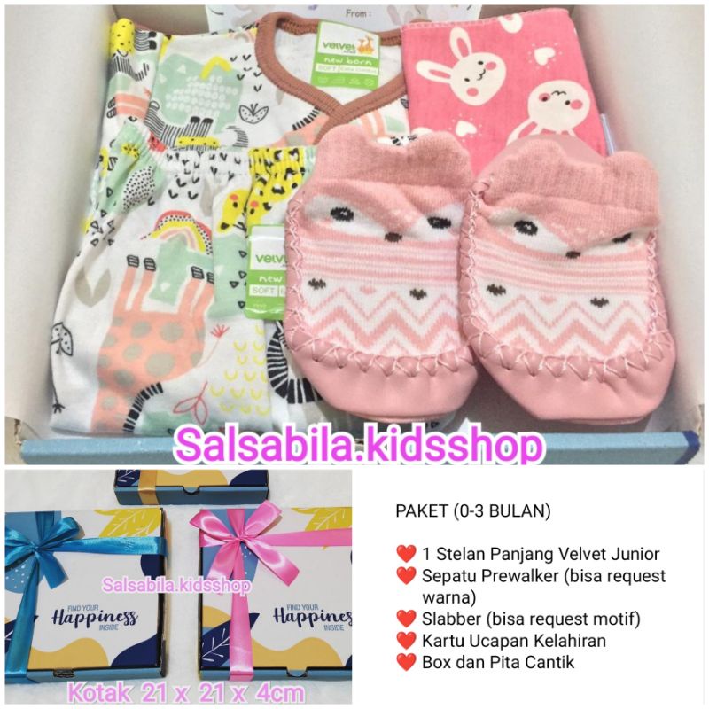 HAMPERS BAYI NEWBORN VELVET JUNIOR / KADO LAHIRAN BAYI MURAH-PAKET STELAN PJG O
