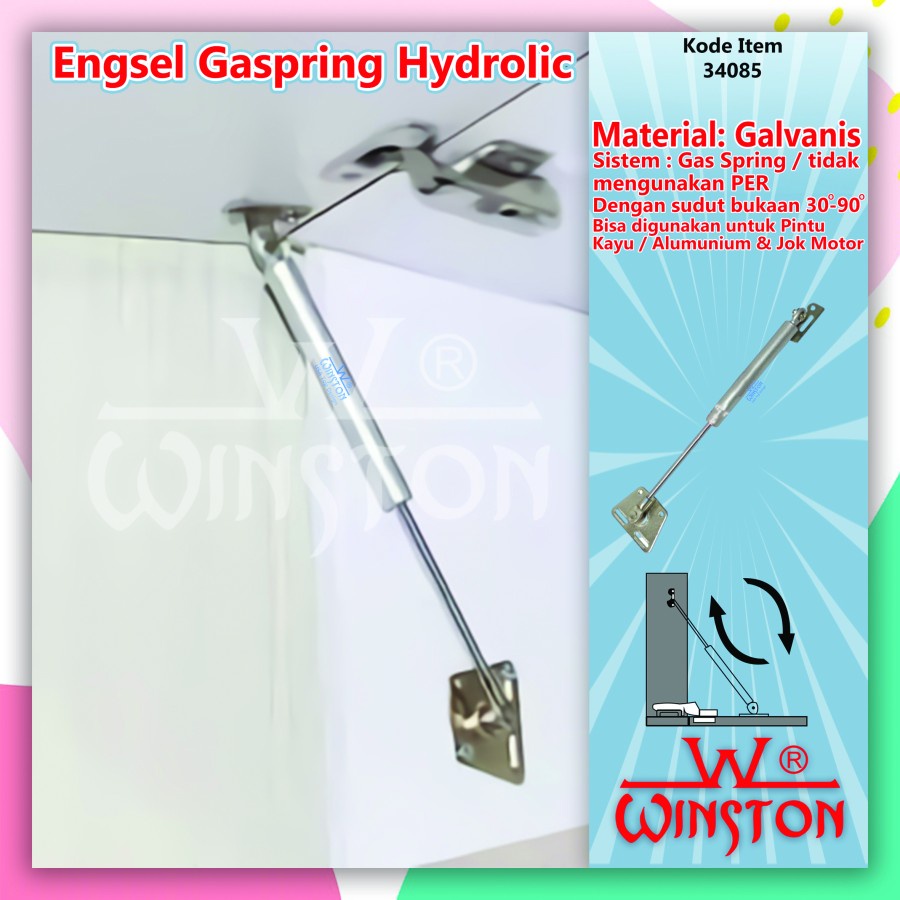 Engsel Gas Spring Biru Hydraulic WINSTON 10KG Pintu Jok / 34085