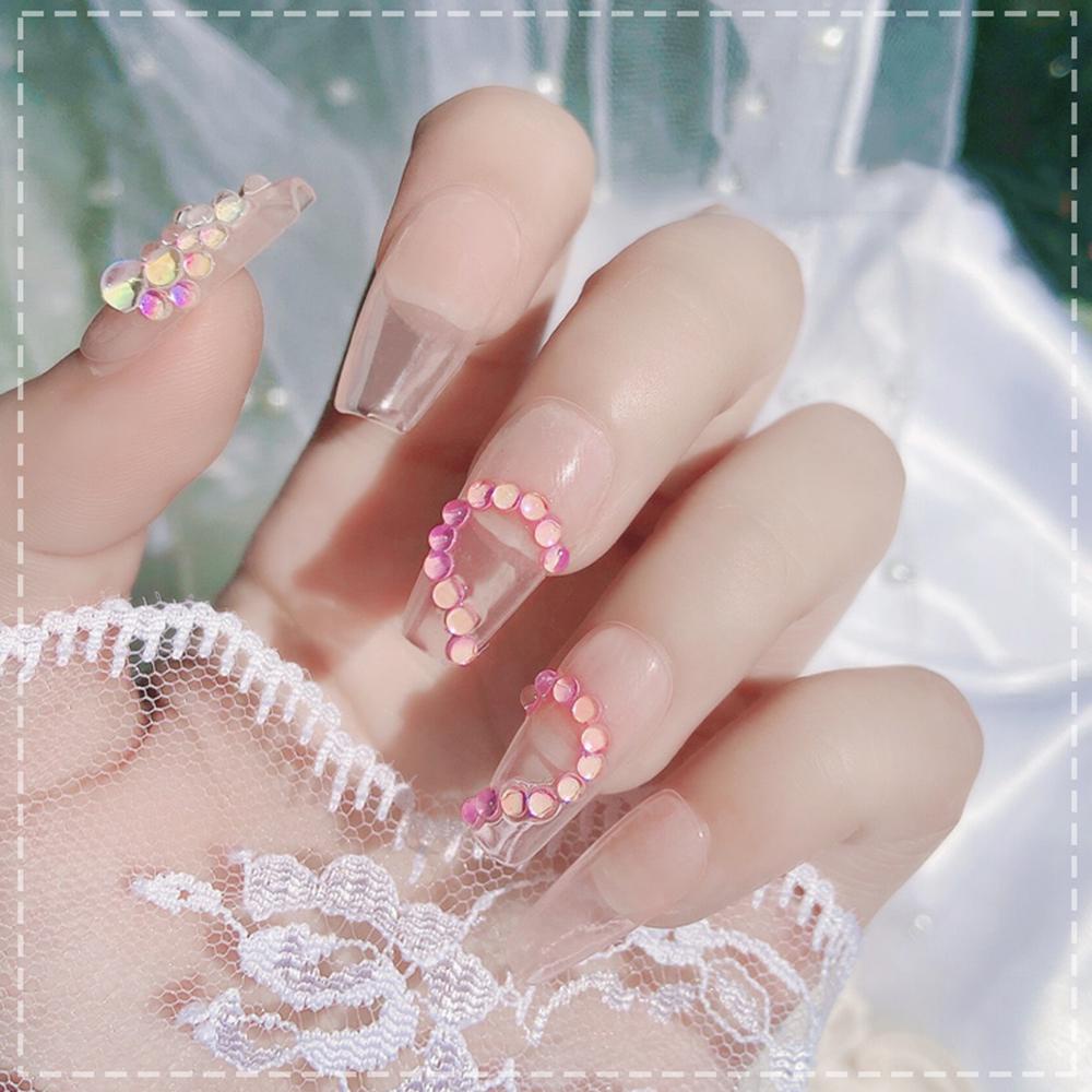 Preva 1kotak Kuku Rhinestones Perhiasan Salon Wanita DIY Manicures Ukuran Campur Mermaid Bulat Kaca Dekorasi