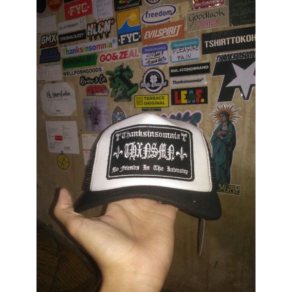 Trucker hat tricera v2 black white thanksinsomnia