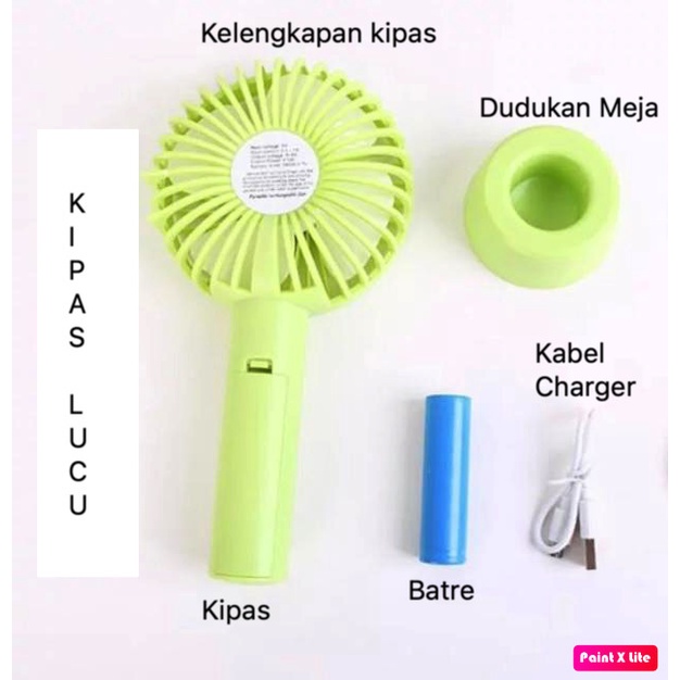 Kipas Angin Kecil Meja Portable Charge Tenaga Batre Battery Bulat Unikk