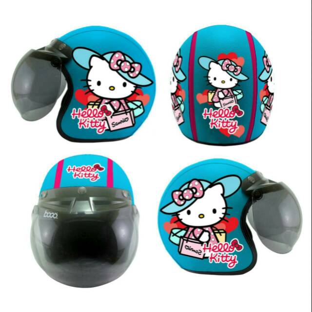 Helm bogo retro " GOGO HK TOPI BLUE KACA BOGO GELAP" kaca original