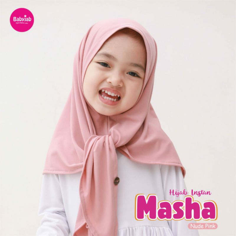 HIJAB INSTAN MASHA BY BABYJAB,hijabbayi,hijablucu,hijab cantik, babyjab lucu-Nude pink
