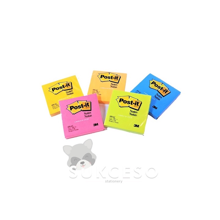 

3M Post It Sticky Notes Memo 654-UC Color