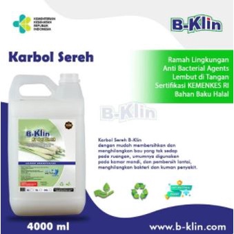 Karbol Sereh B-Klin kemasan 4 liter/4L