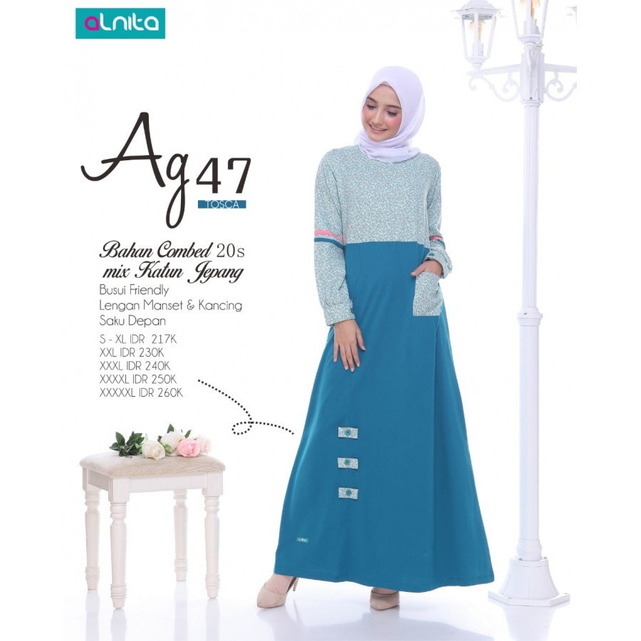 Gamis Alnita Gamis Dewasa AG 47 Tosca / Gamis Alnita Original / GAMIS ALNITA / BAJU NBRS / BAJU GAMI