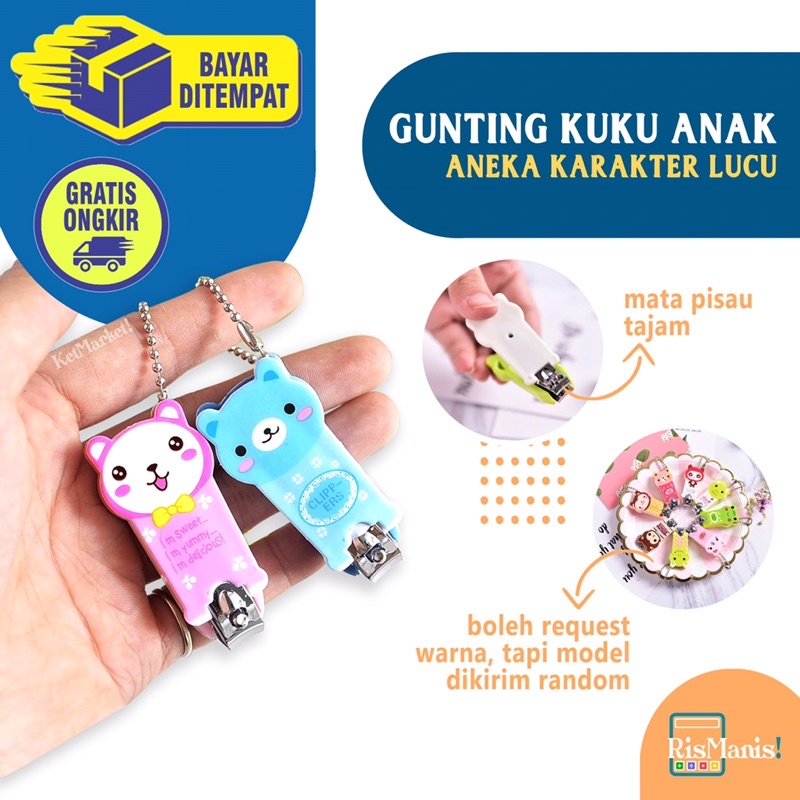 CUTE NAIL CLIPPERS Gunting Kuku Anak Karakter Kartun Imut Lucu Aneka Warna Pisau Tajam Aman Praktis