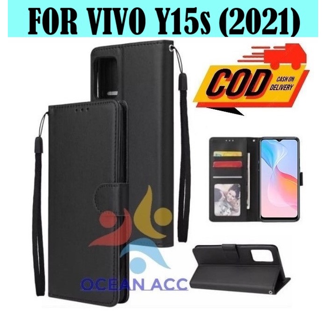 DOMPET HP UNTUK VIVO Y15s (2021) NEW LEATHER FLIP CASE VIVO Y15s (2021) NEW