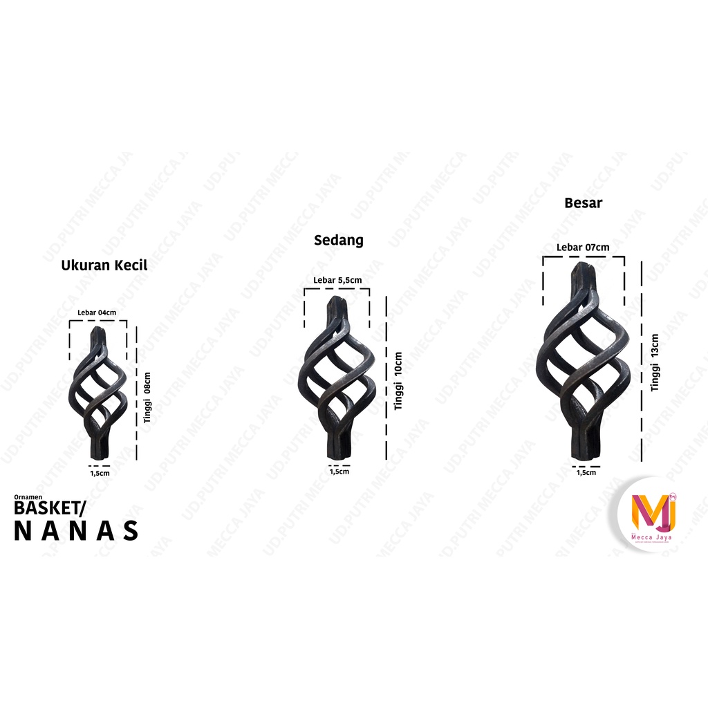 Ornamen Basket/ Nanas Untuk Pintu Pagar/Tralis Rumah