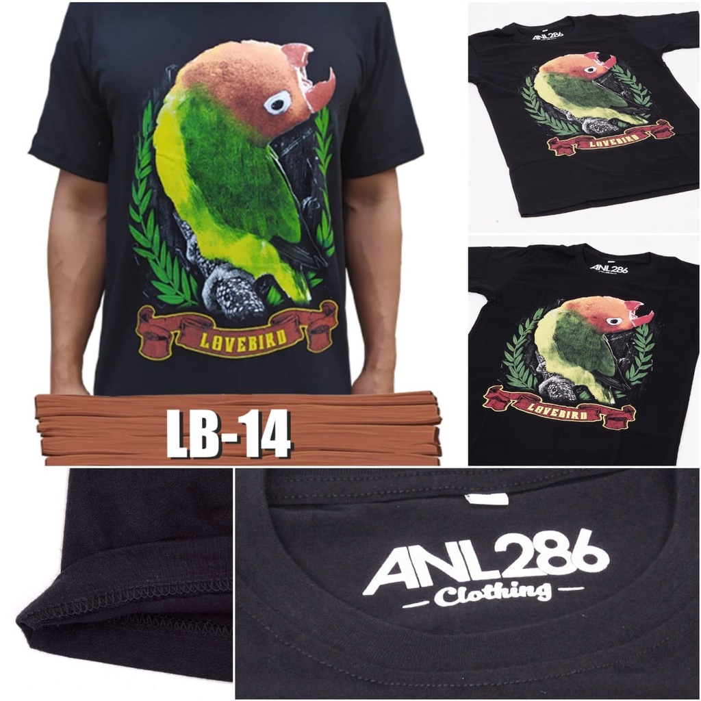 KAOS KICAU LOVEBIRD LB-14 BAJU KAOS KICAU MANIA KAOS DESAIN LOVEBIRD KAOS BURUNG LOVEBIRD MANIA