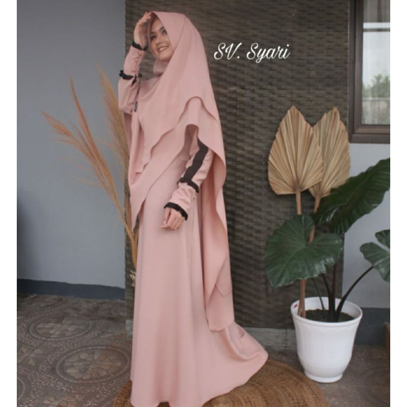 COD-SV Gamis Syar'i+Khimar-Gamis Dress Wanita-Baju Muslim Wanita-Syar'i Remaja-Gamis Syar'i Terbaru