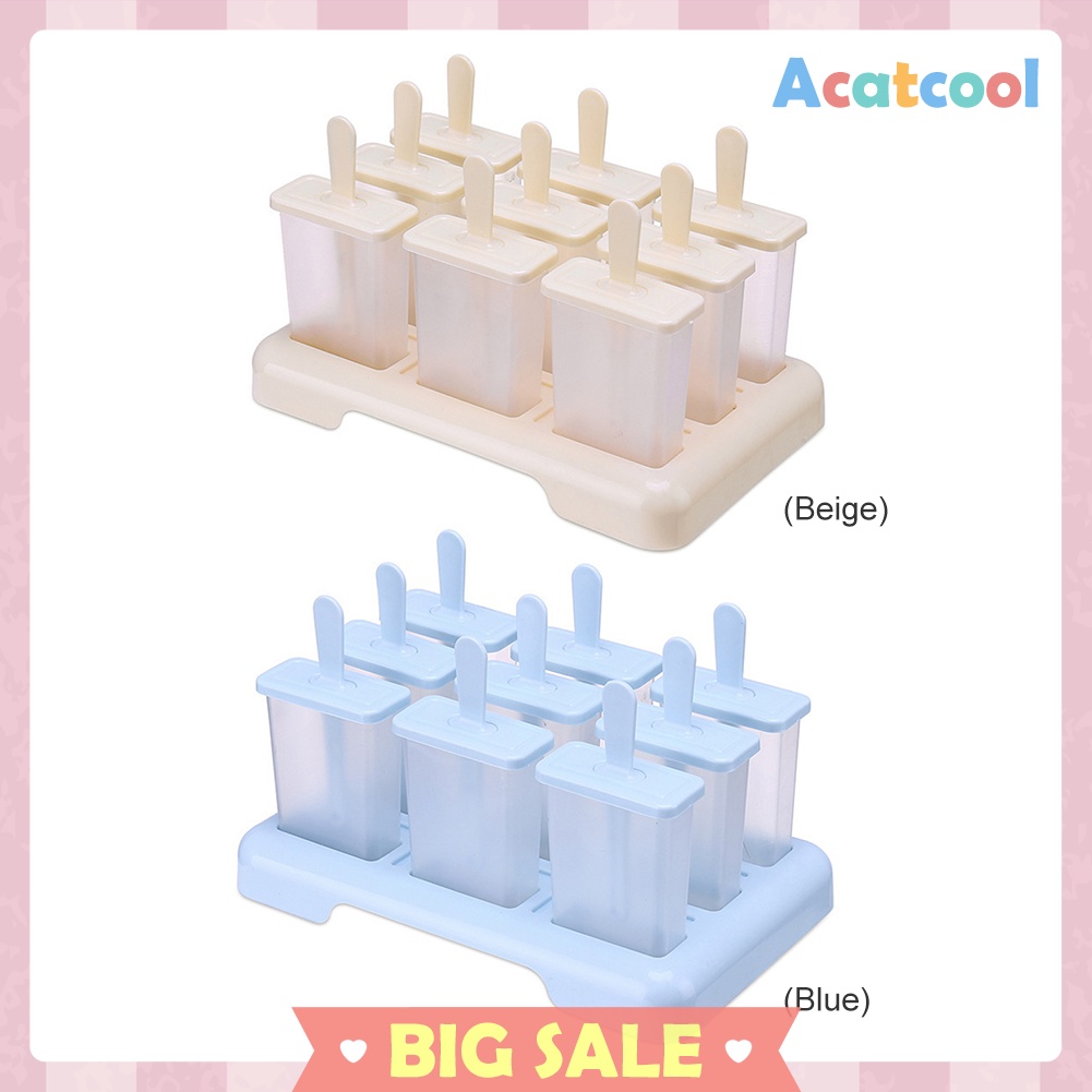 9 Hole Silicone Ice Cream Mould Tray Popsicle Barrel DIY Mold with Stick