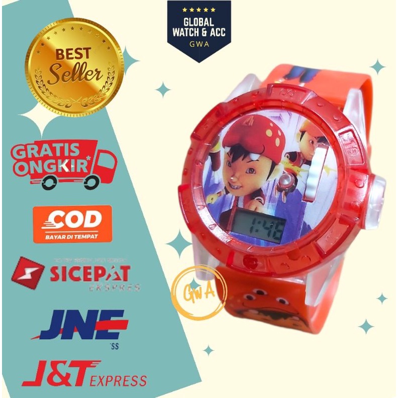 [COD]Jam tangan anak laser musik karakter boboiboy karakter ultraman