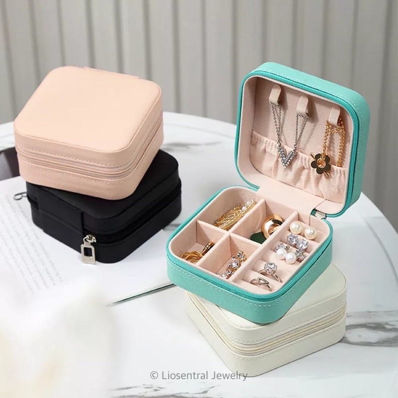 Liosentral - Kotak Perhiasan Travel / Jewelry Box / Wadah Perhiasan cincin Gelang Kalung