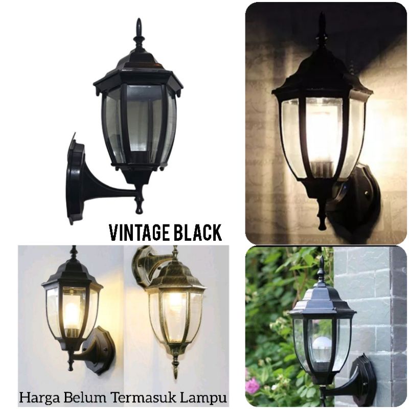 Lampu Dinding Minimalis / Vintage Klasik Fitting E27 (umum) /  Wall LED Tempel Hias Taman Pilar Teras Outdoor --