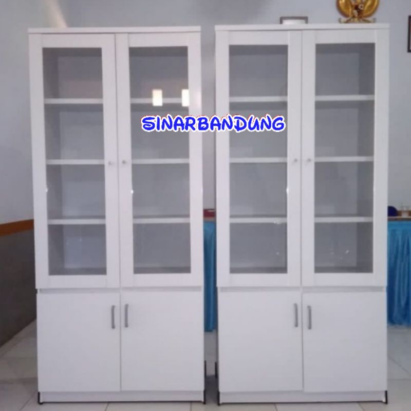 LEMARI KACA PAJANGAN / RAK BUKU MINIMALIS PUTIH