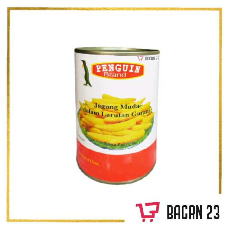 Jagung Muda Dalam Larutan Garam Penguin Brand (425gr) / Bacan 23 - Bacan23