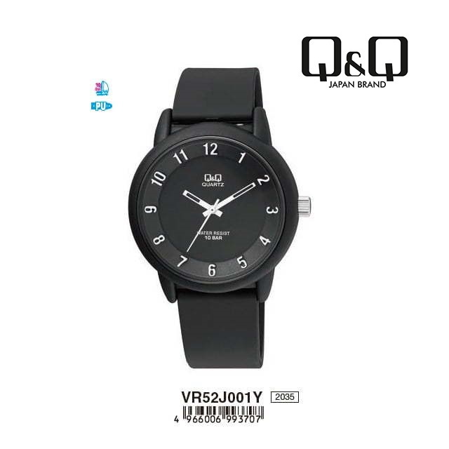 Q&Q QNQ QQ ORIGINAL ANALOG WATCH JAM TANGAN PRIA WANITA TALI KARET VR52 VR52J VR52J001Y