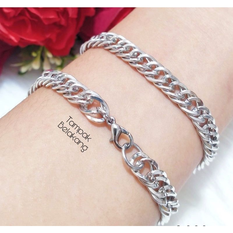 GELANG RANTE POLOS SILVER TITANIUM