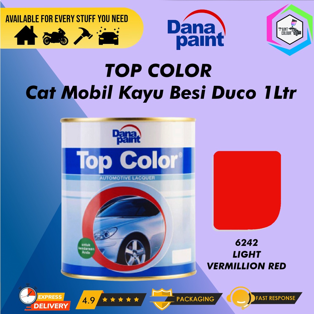 TOP COLOR 6242 Light Vermillion Red - Cat Mobil Kayu Besi Duco