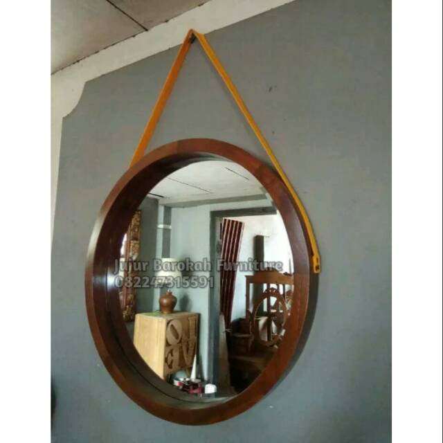 Cermin Hias Jati Pigura Kaca Bulat Jati Jujur Barokah Furniture Jepara