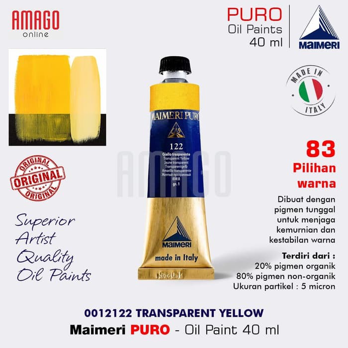 MAIMERI PURO - OIL PAINT - TRANSPARENT YELLOW - 40ML - M0012122