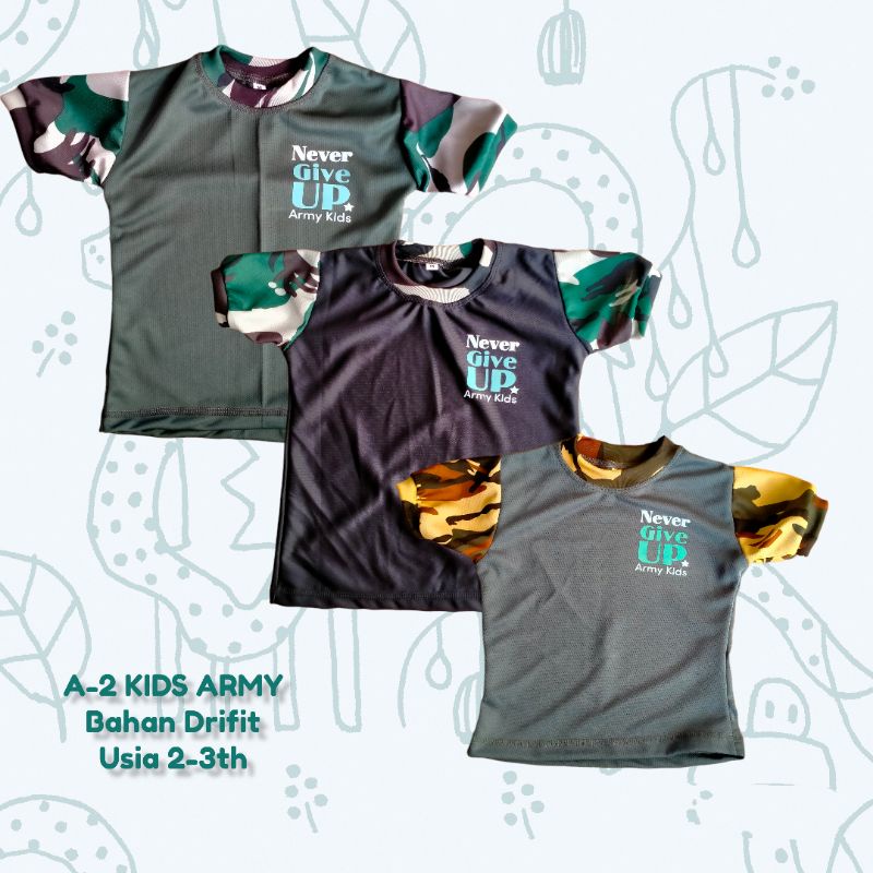 KAOS ANAK DRYFIT ARMY / KAOS ARMY ANAK / KAOS KIDS ARMY / KAOS DRYFIT ANAK KEREN