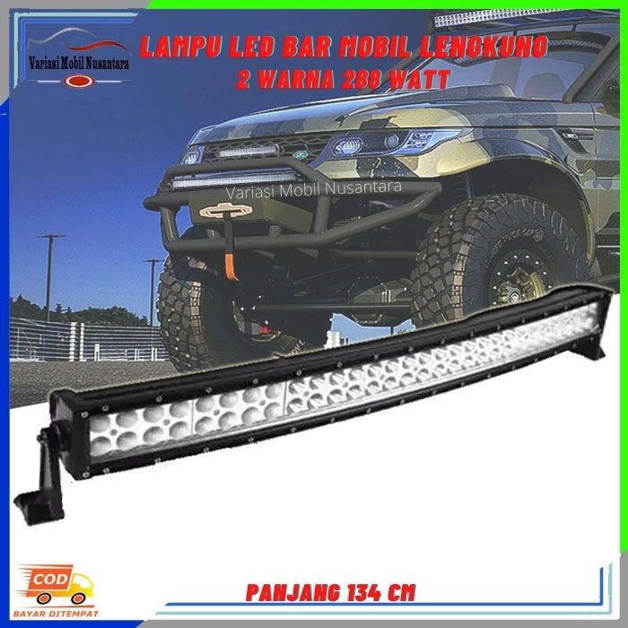 Lampu Led Bar Lengkung Tembak Sorot Depan Variasi Mobil Offroad Truk