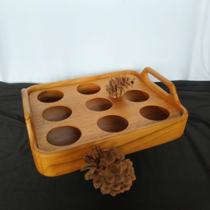 Tempat Aqua Gelas Tempat Botol Nampan Minimalis Kayu