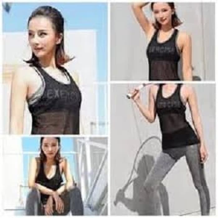 TBI Import Kaos Sport + Bra Quick Dry Tank Top Gym Fitness Yoga Zumba Lari