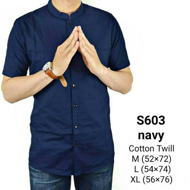 Kemeja Kerah Shanghai Six Biru Navy Pendek Polos Pria Cowok Model Baju Koko Murah Bagus Tebal Shopee Indonesia