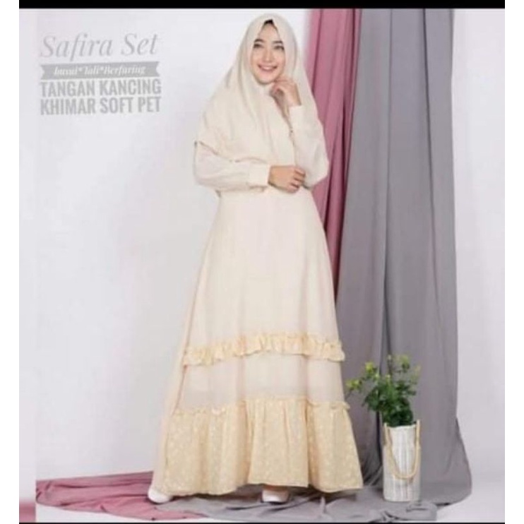 Gamis Set Hijab Moscrepe LD 104 / set safira moscrepe