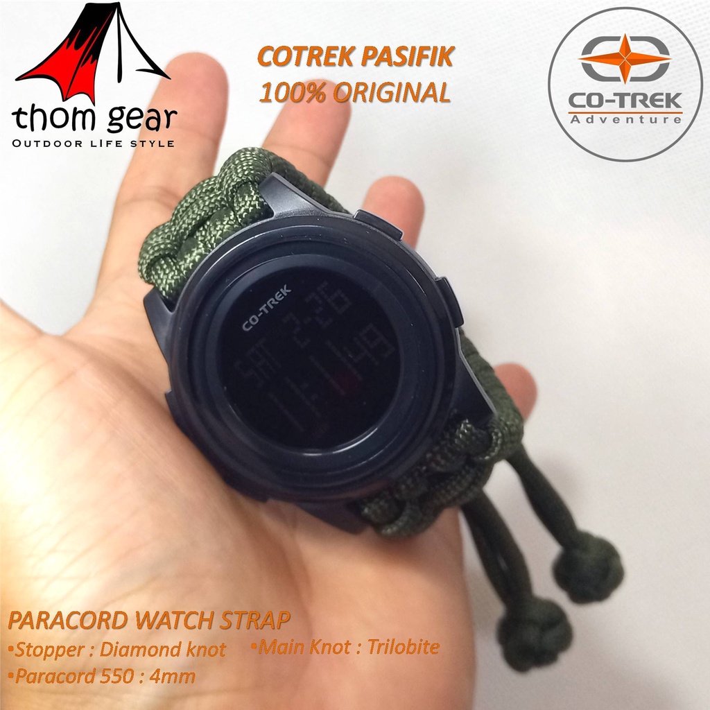 Cotrek Jam Tangan Sport Strap Paracord Survival Seri Pasifik Caco 0068 Outdoor Adventure Tactical Terbaru 2022 Waterproof Water Resistance 30 Meter Digital Dual Time Stopwatch Countdown Timer Backlight Original Ori Thomgear Jakarta Pare Pare