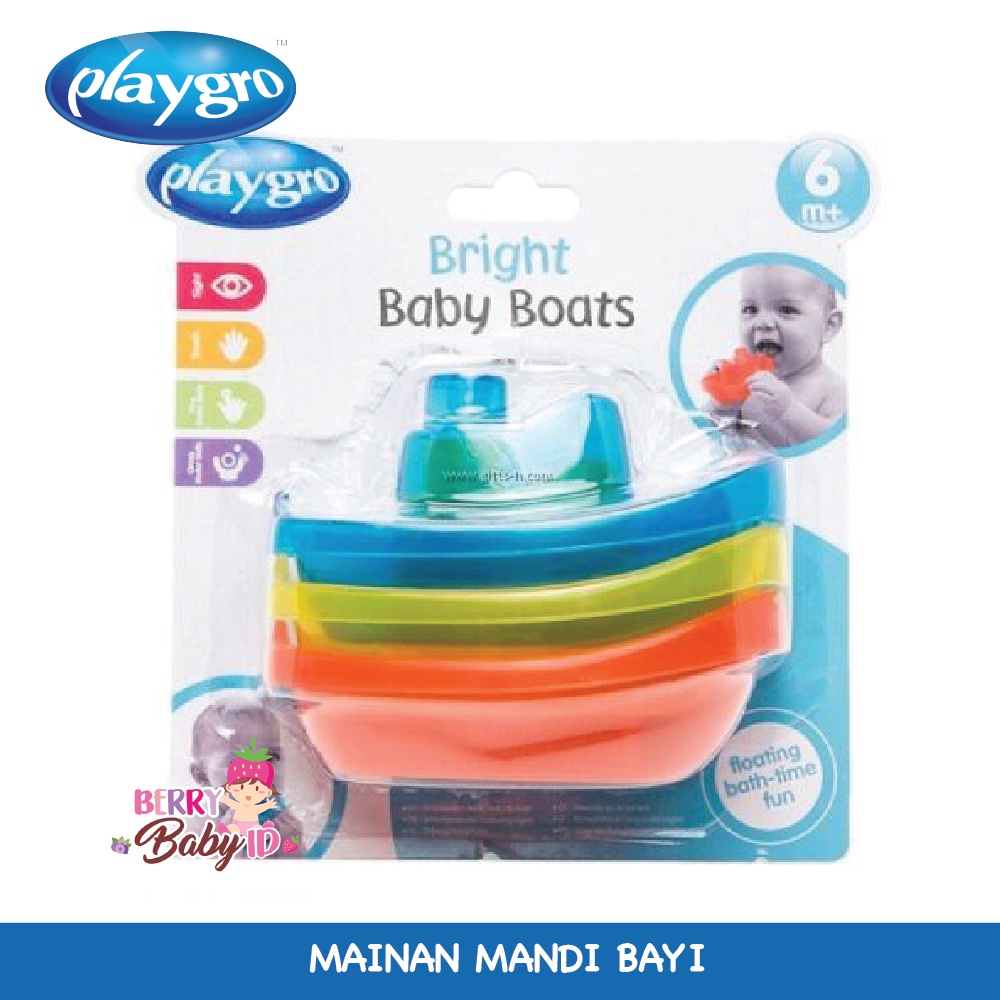 Playgro Bright Baby Boats 3 Pcs Perahu Mainan Mandi Anak BPA Free 6m+ Berry Mart