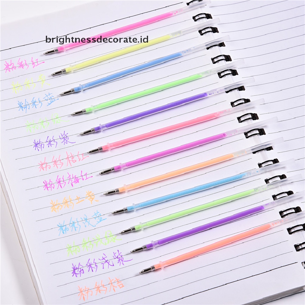 48pcs / Set Pena Tinta Gel Isi Ulang Warna-Warni Neon