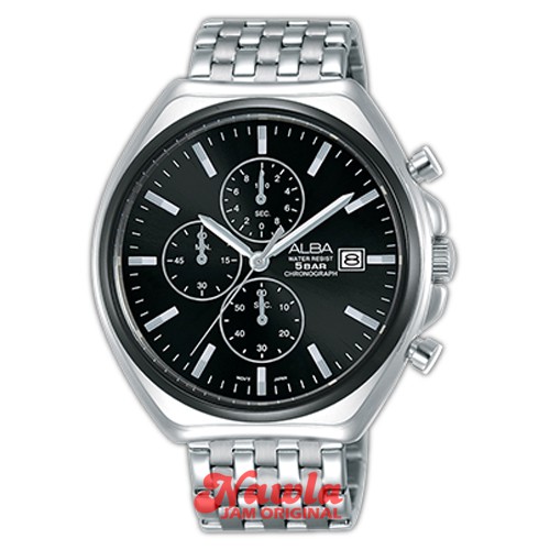 Alba Quartz AM3471X1 Chronograph Black Dial - Jam Tangan Pria AM3471