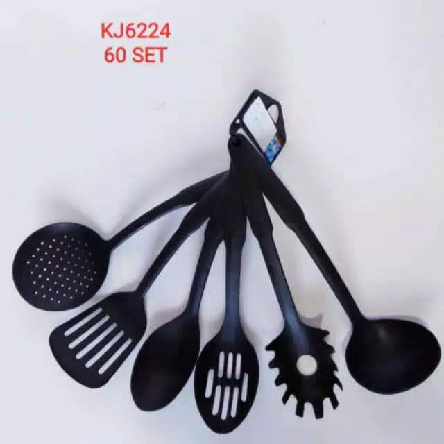 Spatula Set Isi 6 Pcs BLACK - Sutil - Sodet - Sendok Masak - Centong