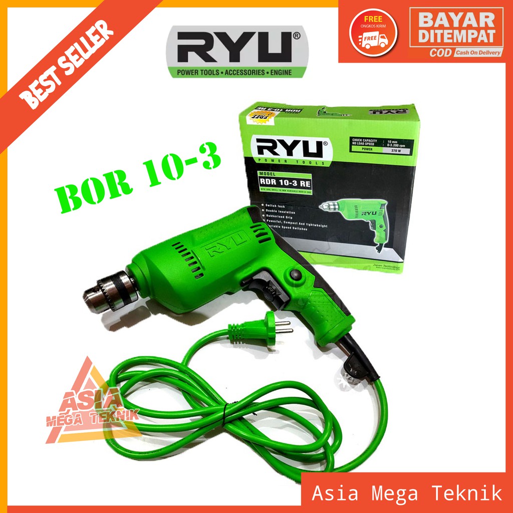 Ryu Mesin Bor 10 mm RDR 10-3 RE Bor Listrik Bor Tangan Elektrik Drill Original